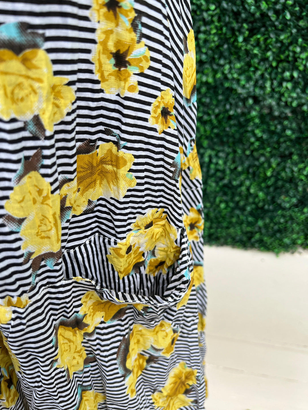yellow roses midi dress cotton boutique tres chic
