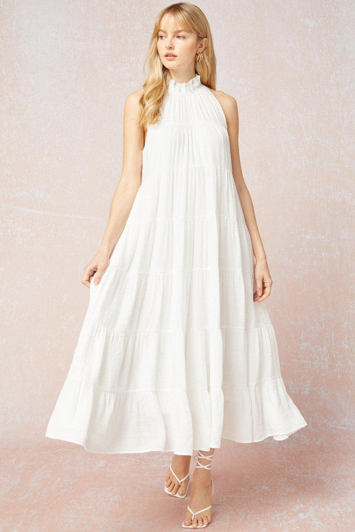 Halter Midi in White - Très Chic