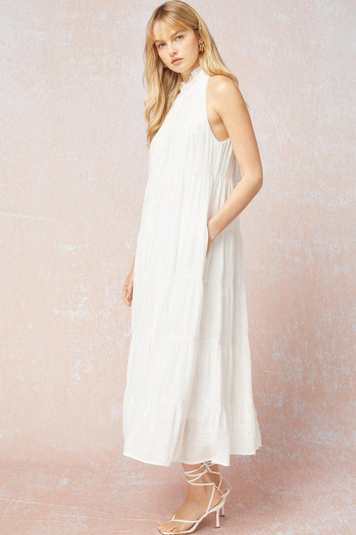 Halter Midi in White - Très Chic