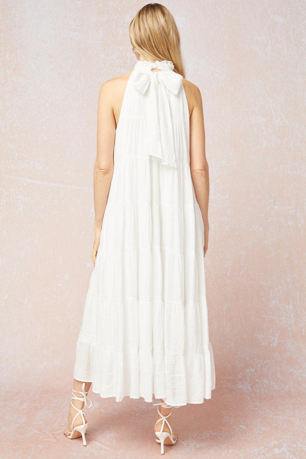 Halter Midi in White - Très Chic