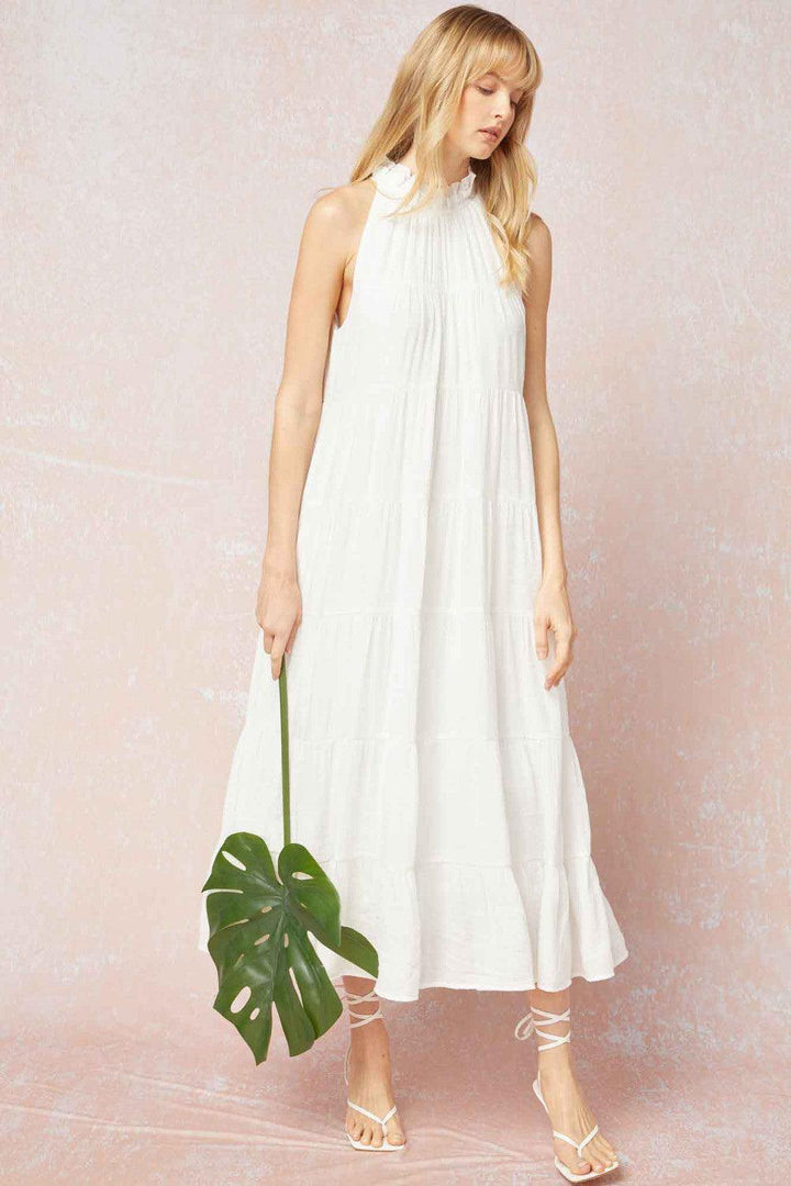 Halter Midi in White - Très Chic