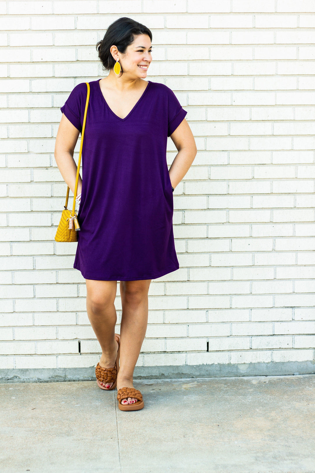 Plum V-Neck Dress - Très Chic
