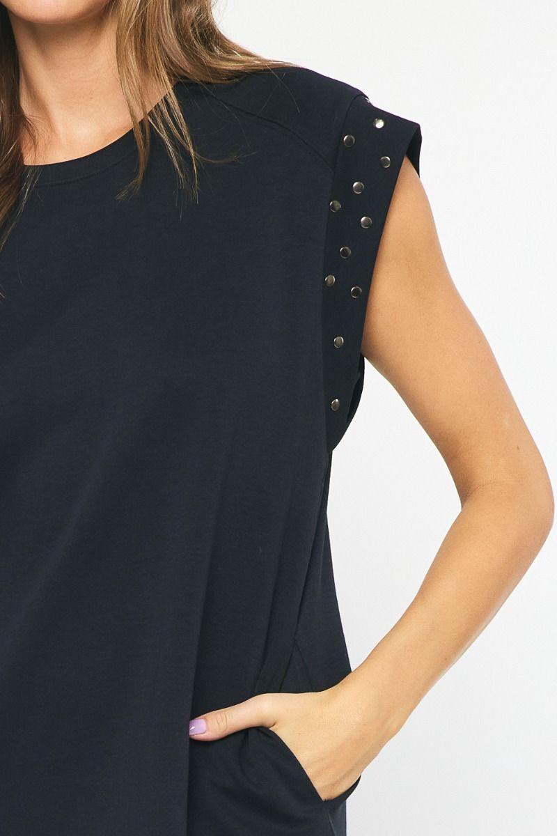Ponte Stud Embellished Dress camel fall boutique houston near me entro brand clothing