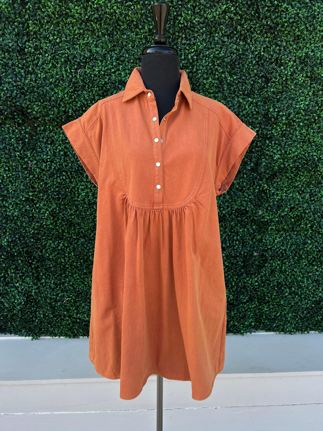 rust demin colored burnt orange dress UT Texas Boutique womens