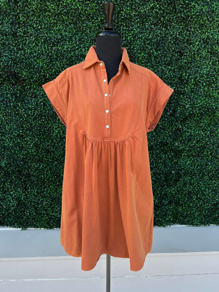 rust demin colored burnt orange dress UT Texas Boutique womens