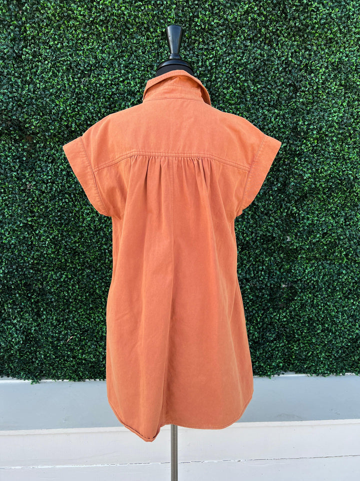 rust demin colored burnt orange dress UT Texas Boutique womens
