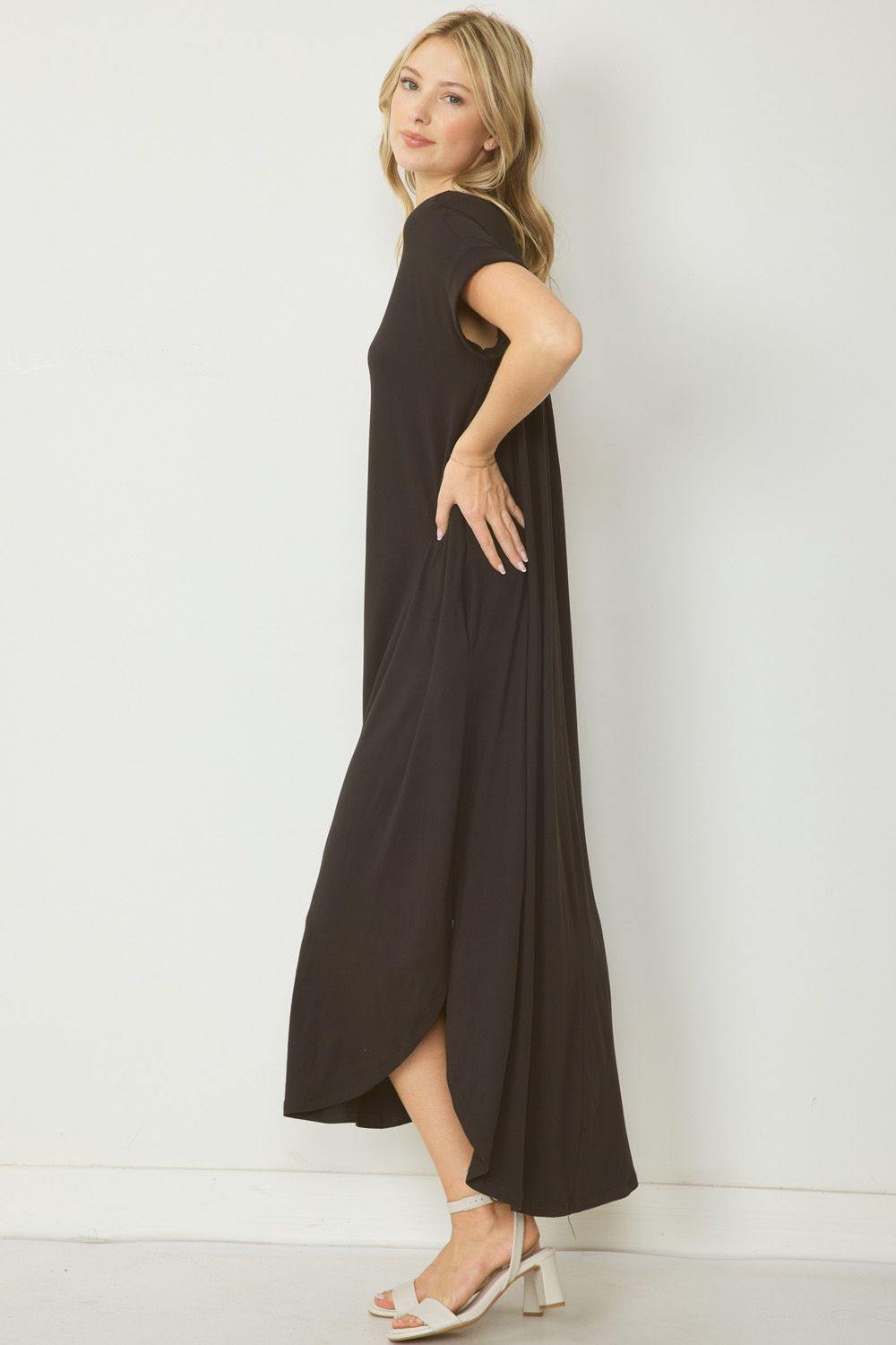 entro brand maxi dress with side slits casual dresses boutique tres chic houston online