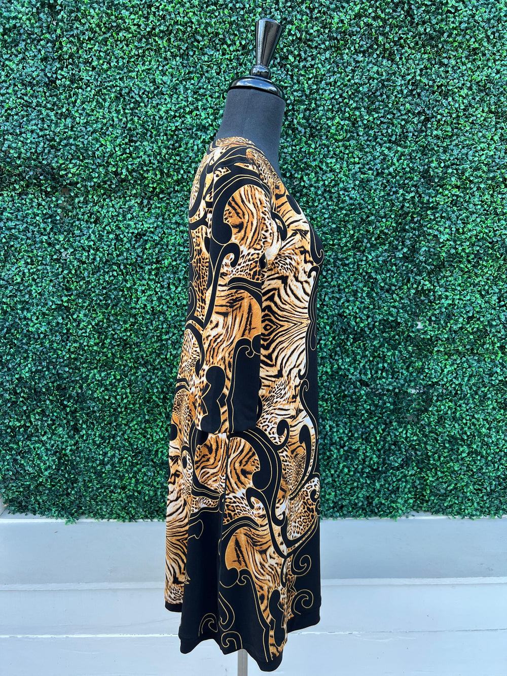 Animal Boarder Reversible Dress bell sleeve cocktail missy boutique eva varro