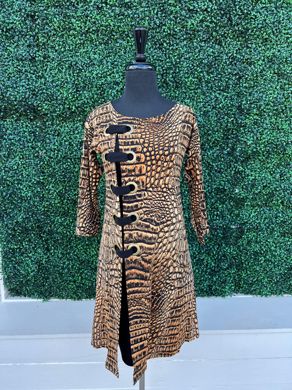 Reptile snake print Grommet Dress black cocktail dresses near me boutique houston