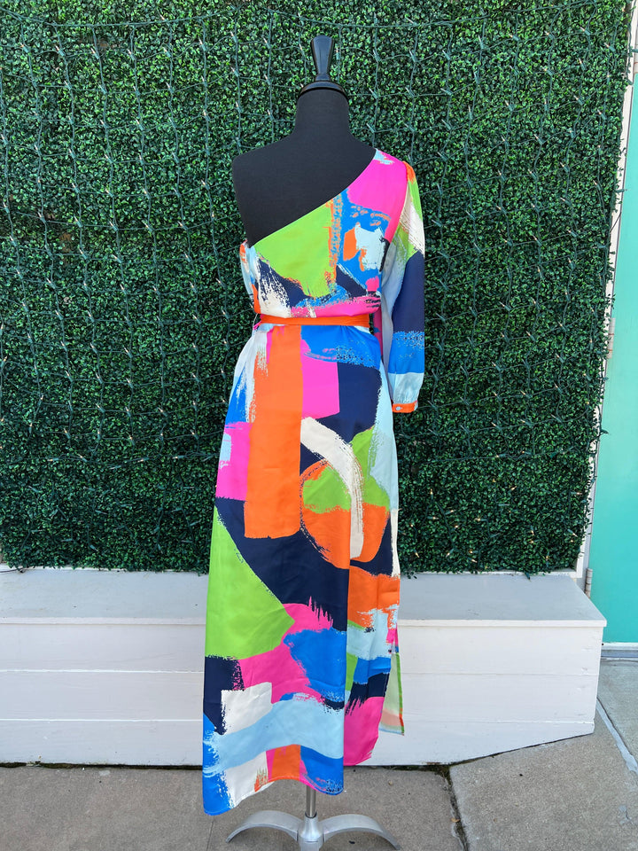 one shoulder Vivid Printed Maxi Dress Jade Brand