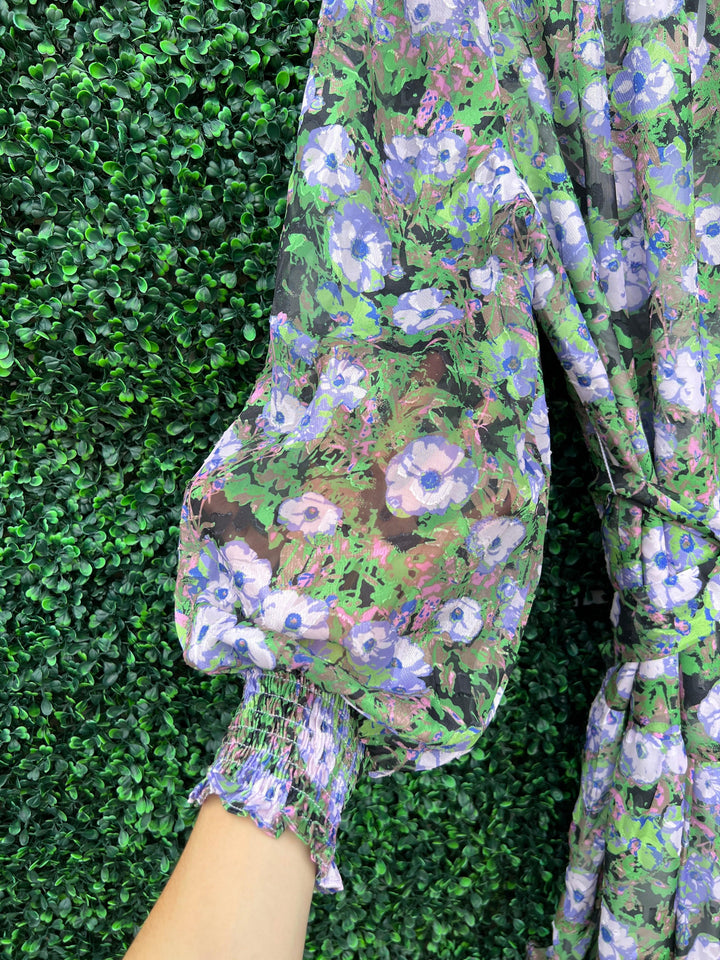 jade brand floral dress tres chic boutique purple holiday