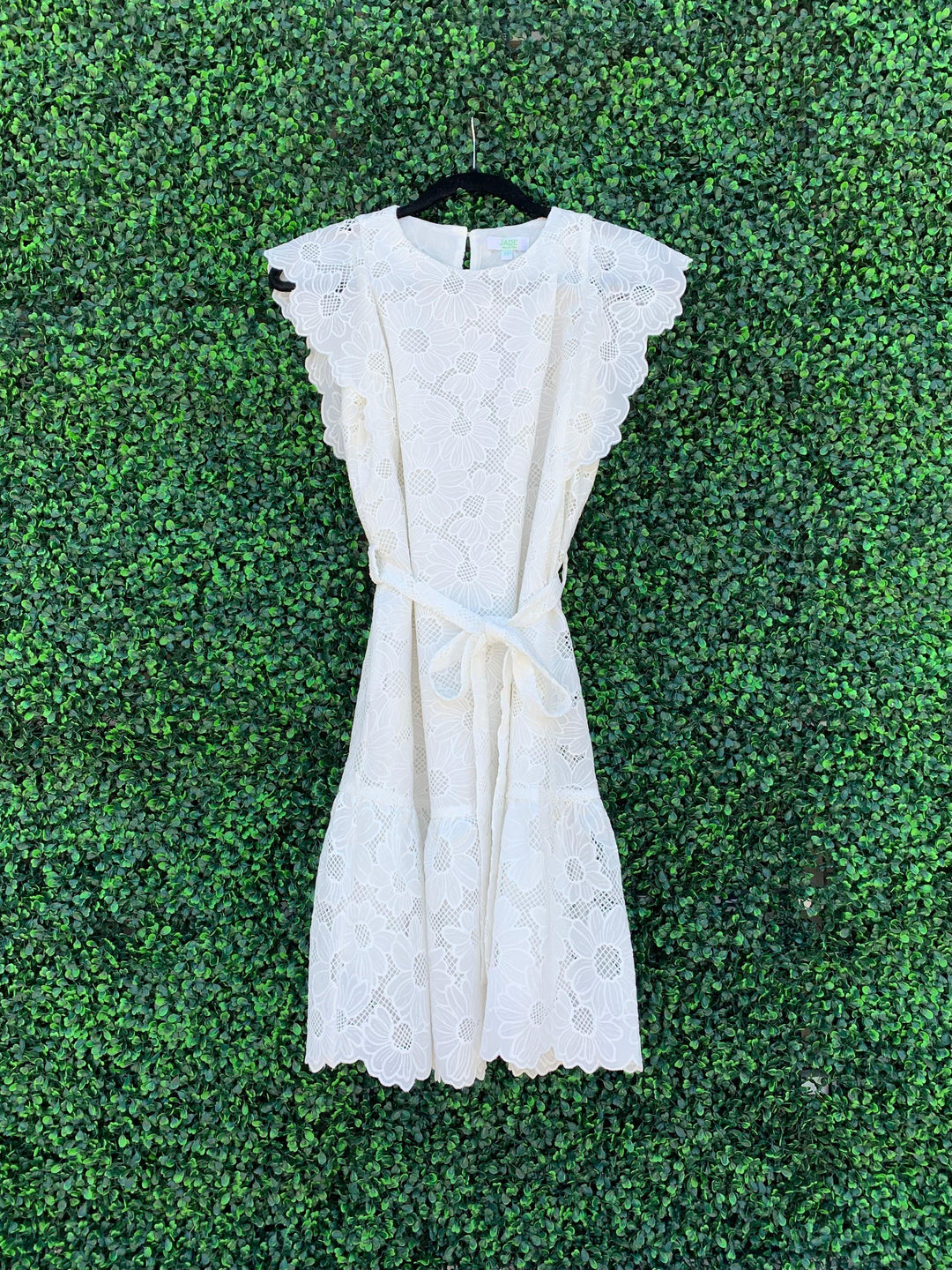 Bright white short dress in Houston Texas