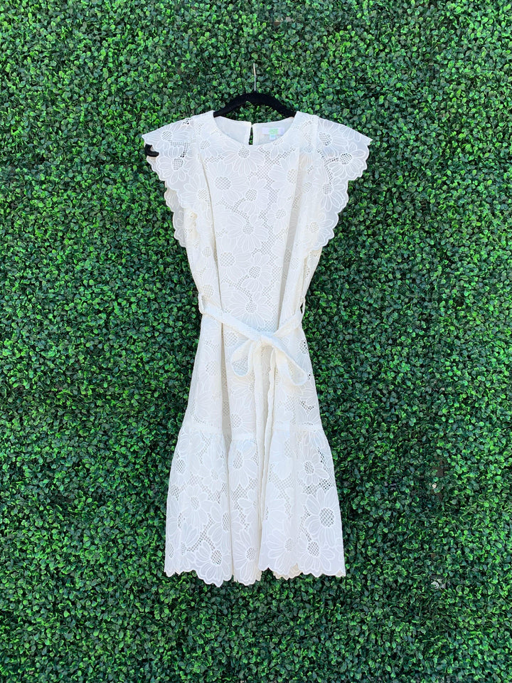 Bright white short dress in Houston Texas