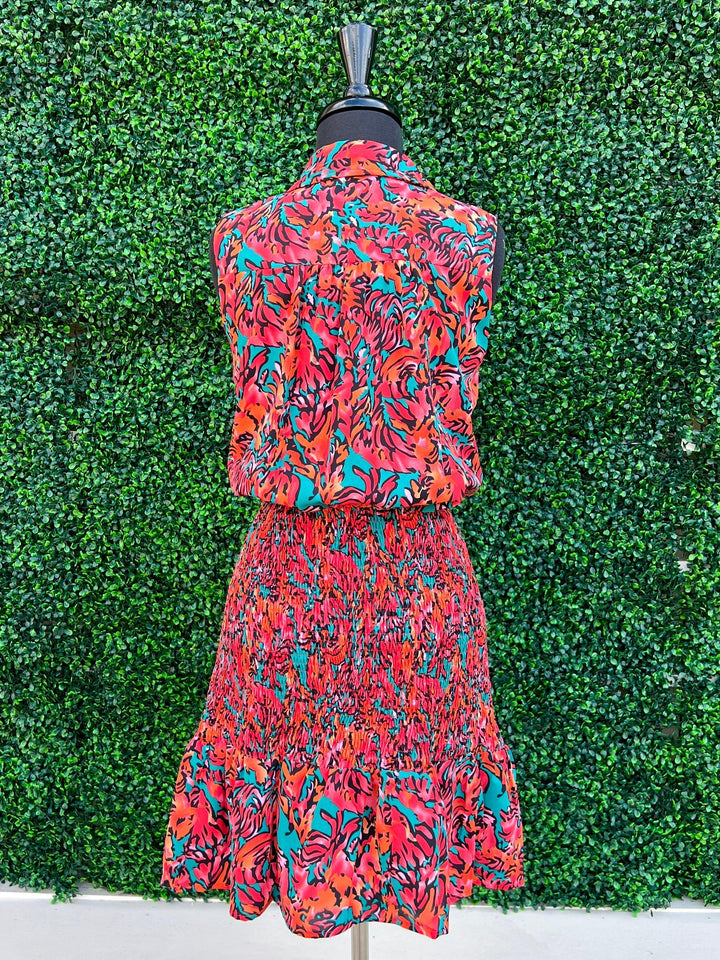 sleeveless colorful fall orange dress