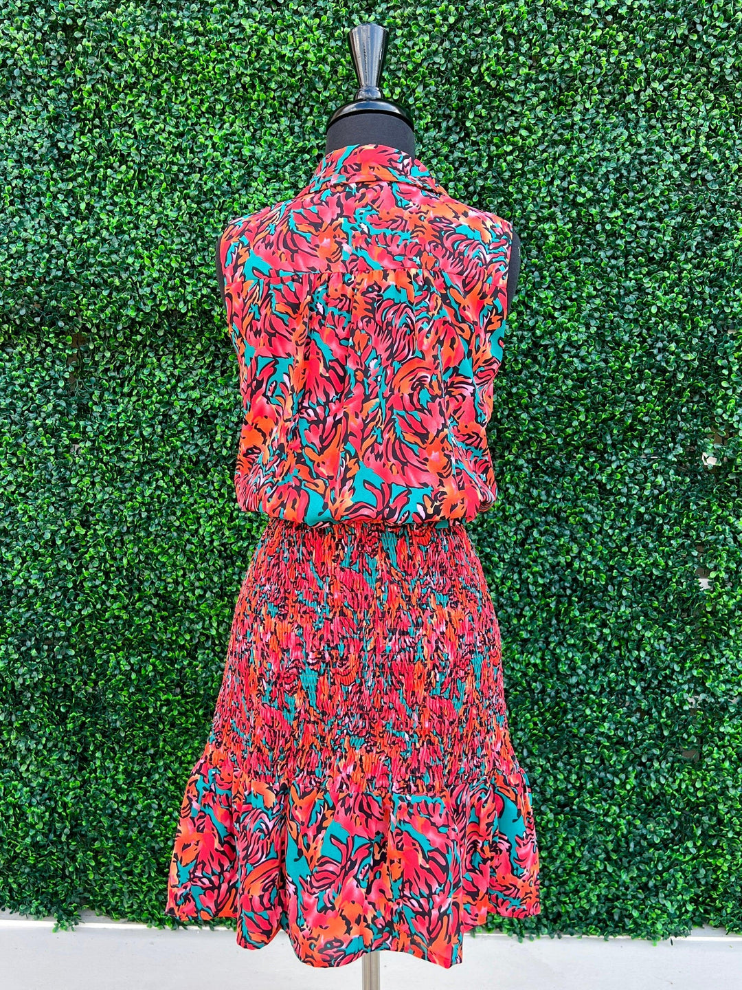 sleeveless colorful fall orange dress