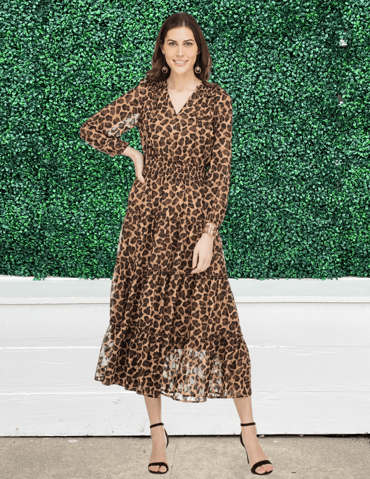 Long Sleeve Cheetah Maxi Dress jade brand boutique near me