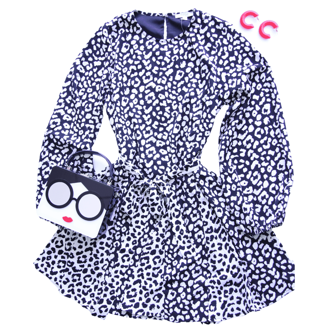 Style Patchwork Leopard black white red dress