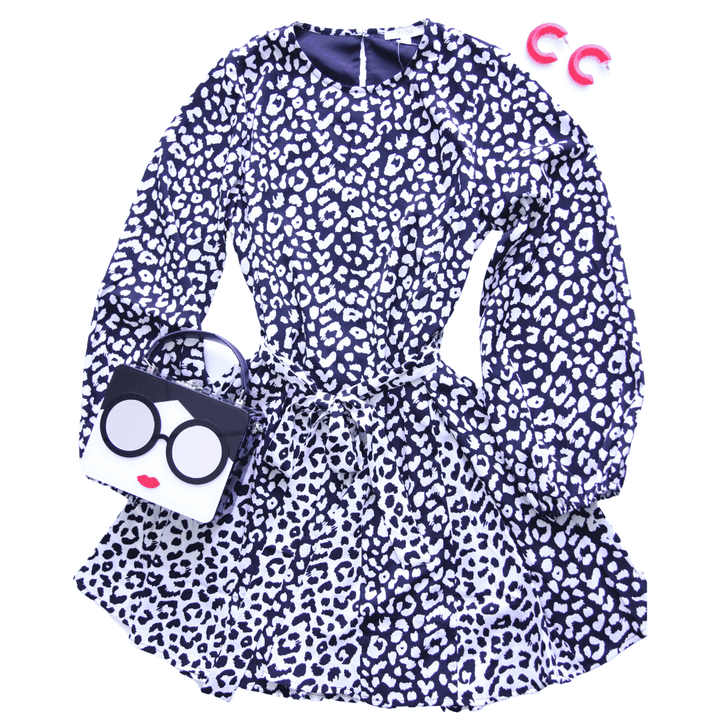 Style Patchwork Leopard black white red dress