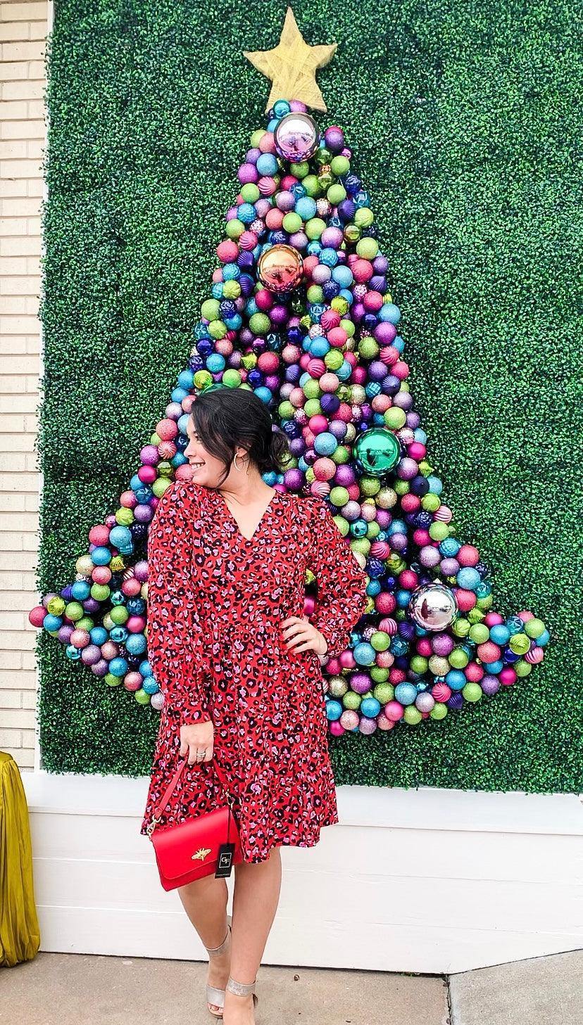 Red and Pink Leopard Dress - Très Chic
