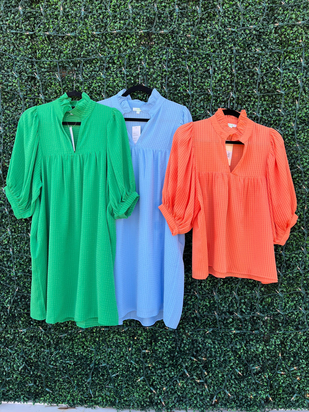 jade brand Seersucker Texture Dress never a wallflower tres chic womens boutique blue