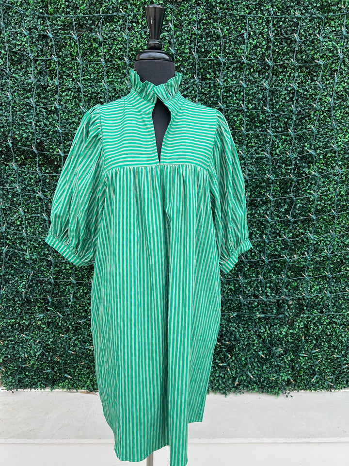 Stripe Puff Sleeve Dress