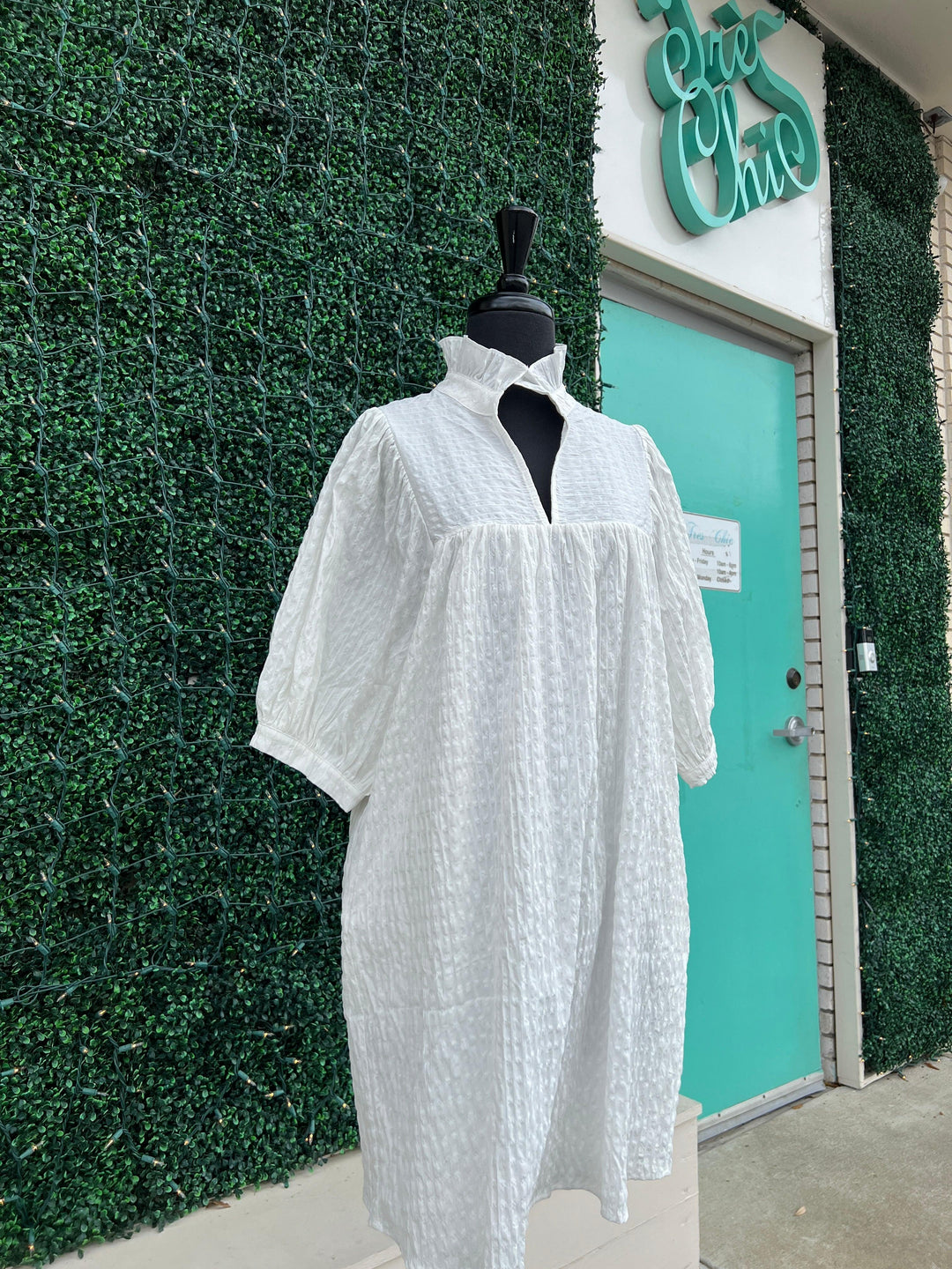 Stripe Puff Sleeve Dress