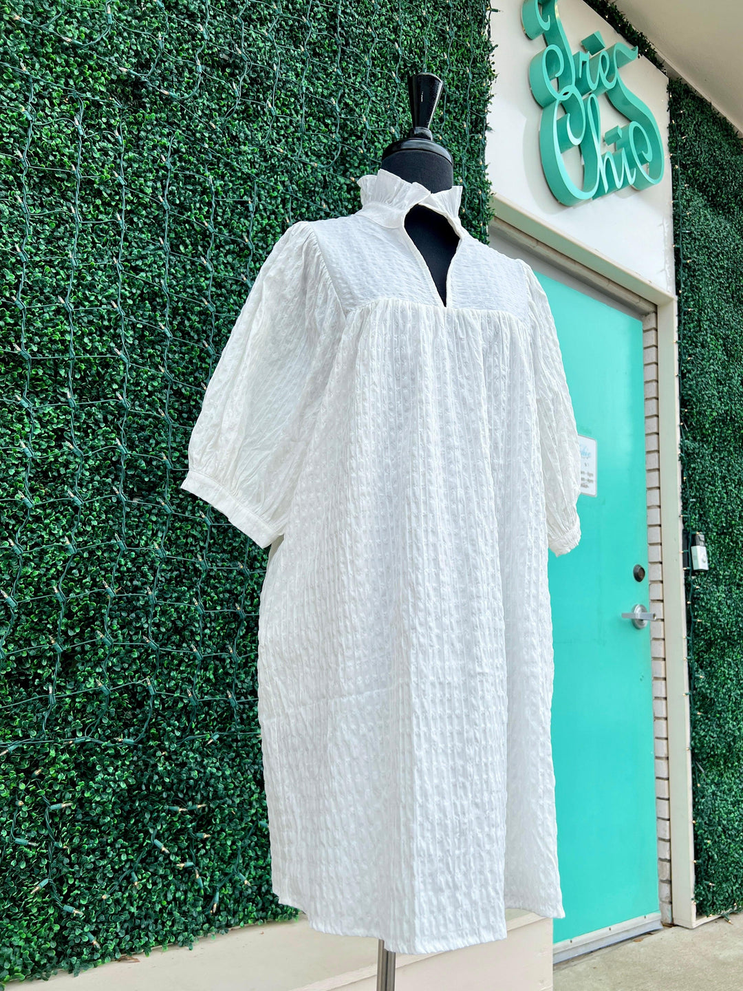 Stripe Puff Sleeve Dress