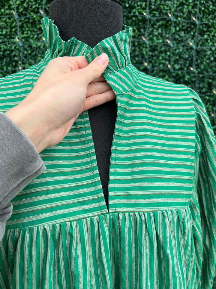Stripe Puff Sleeve Dress
