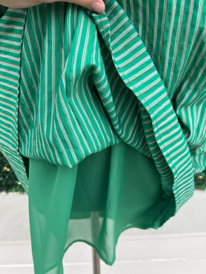 Stripe Puff Sleeve Dress