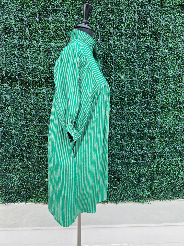 Stripe Puff Sleeve Dress