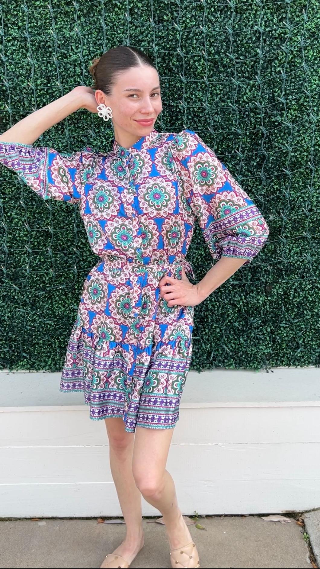 rich purple and green printed floral dress Jade brand best women&