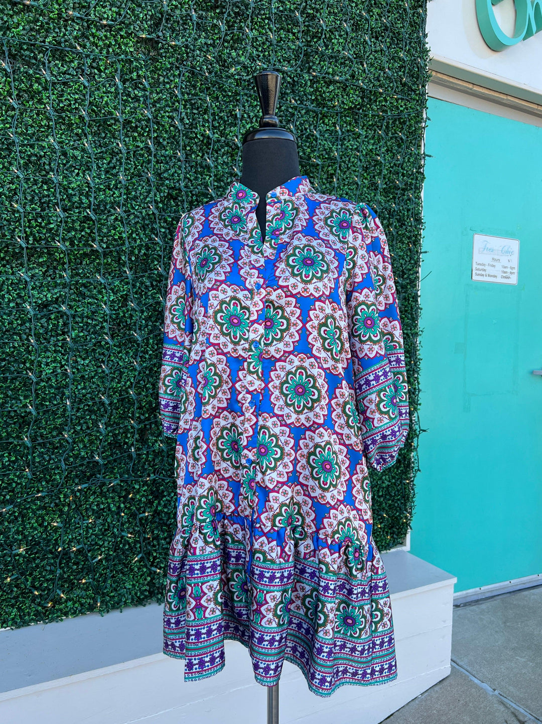 rich purple and green printed floral dress Jade brand best women&