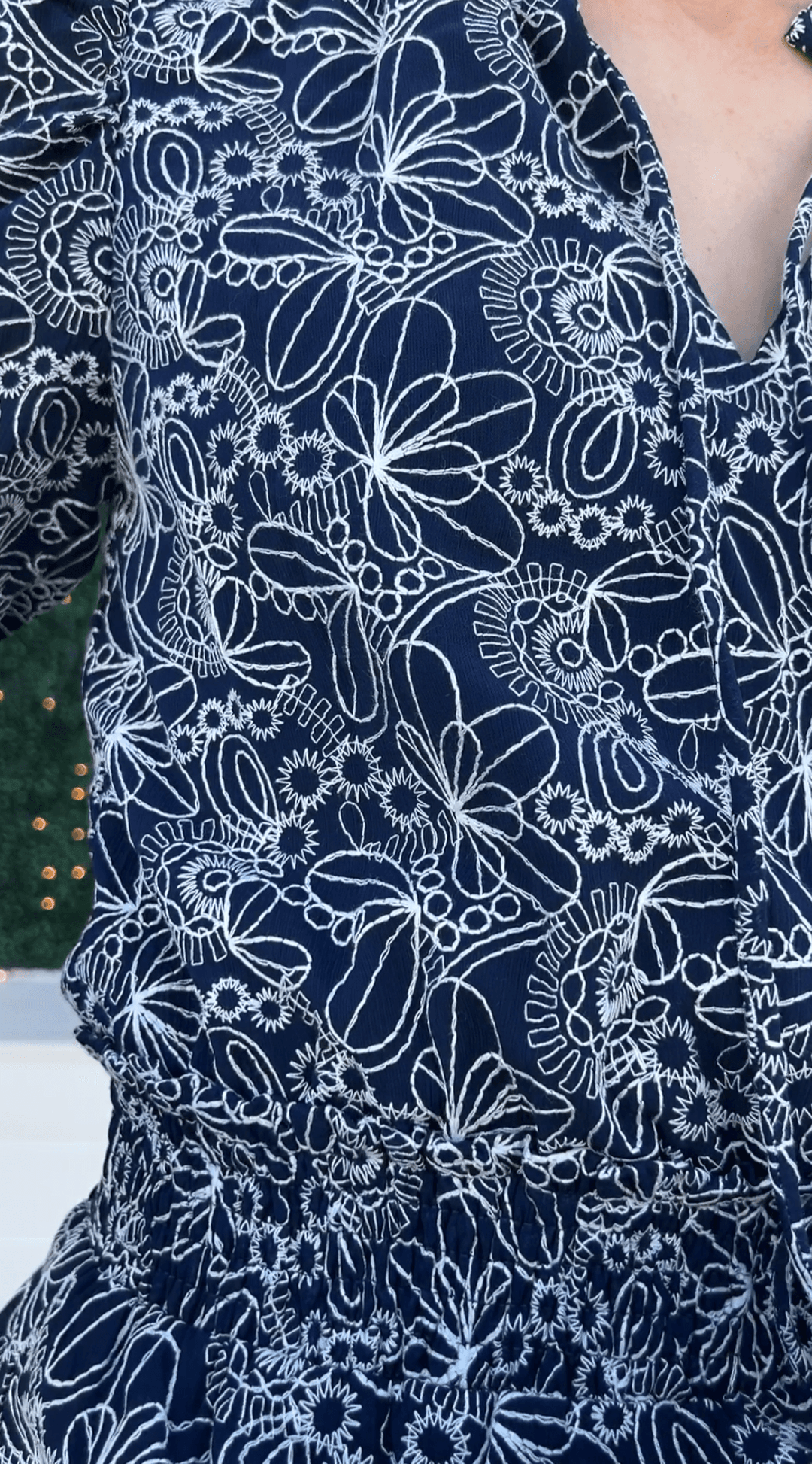 tres chic womens best online boutique joy joy brand embroidered navy and white dress