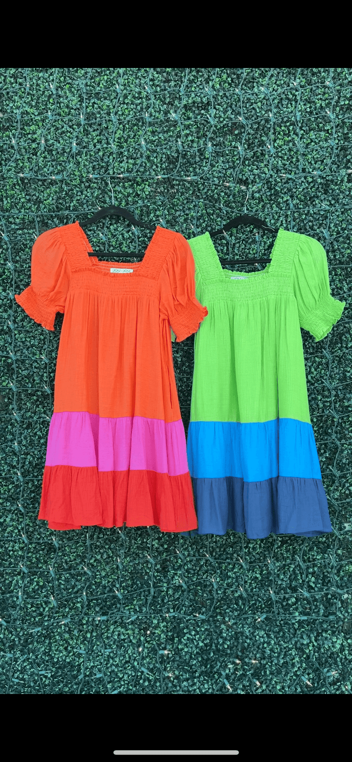 joy joy brand color block a line dresses square neck trendy online boutique near me