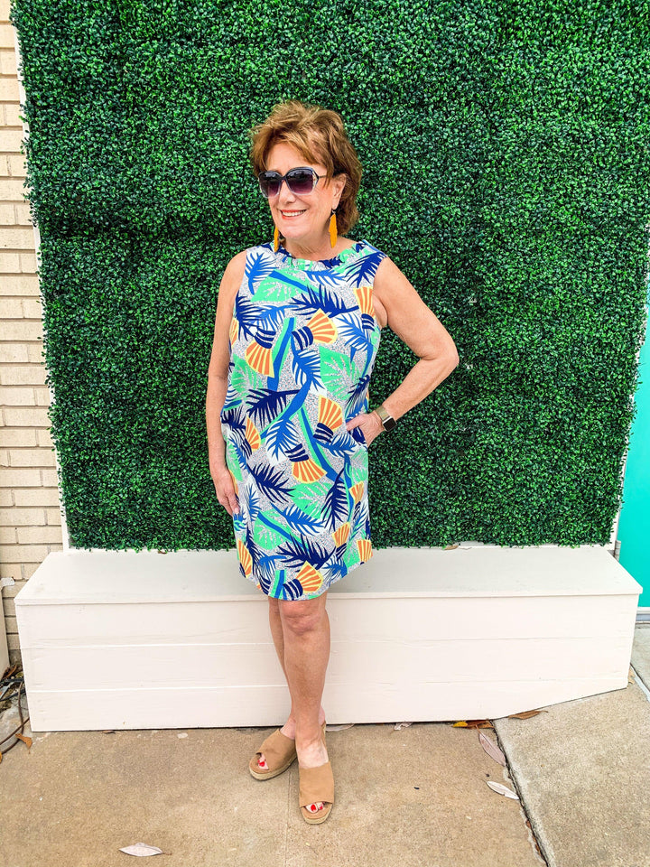 Retro Palm Print Sheath Dress - Très Chic