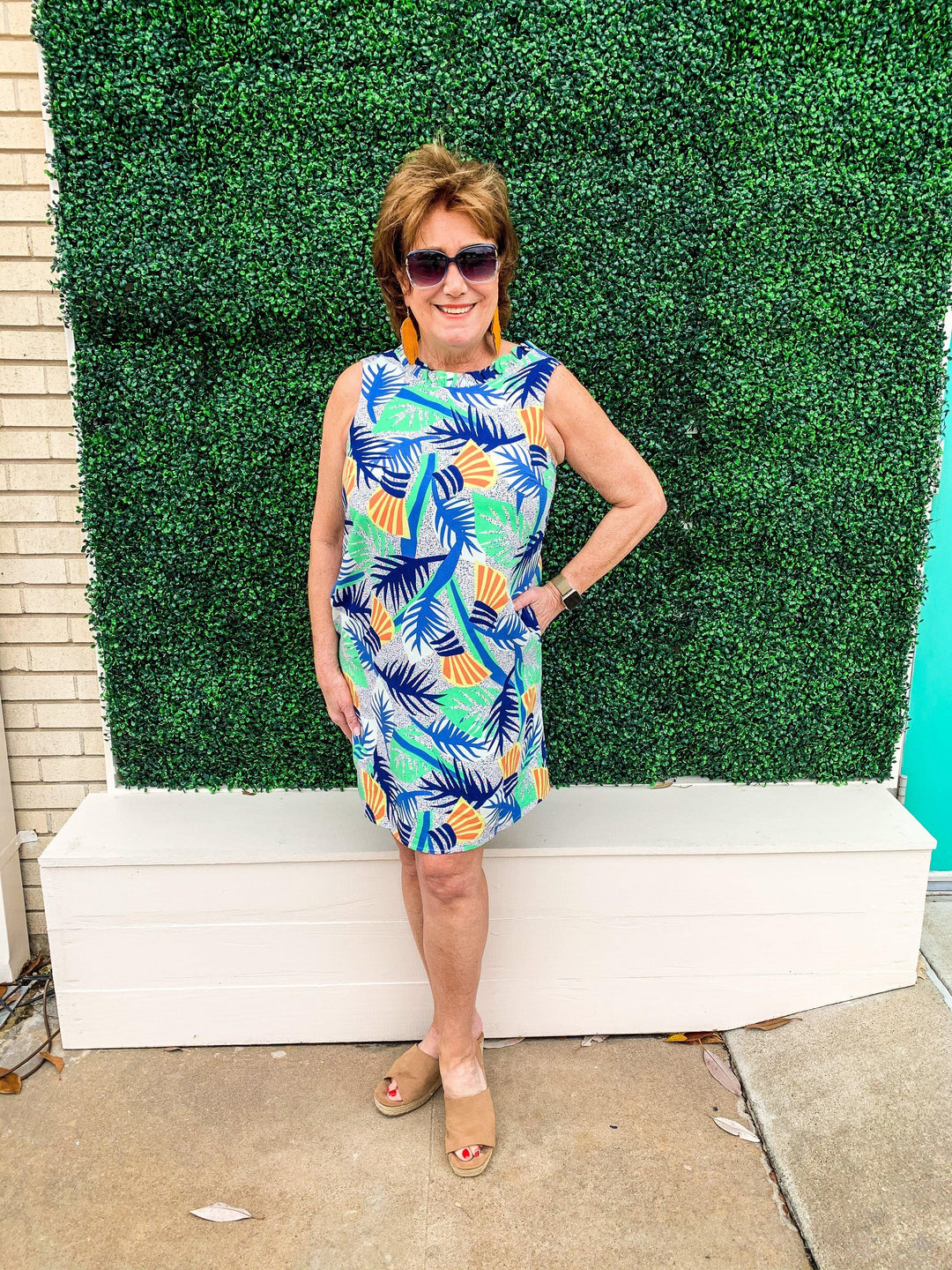Retro Palm Print Sheath Dress - Très Chic