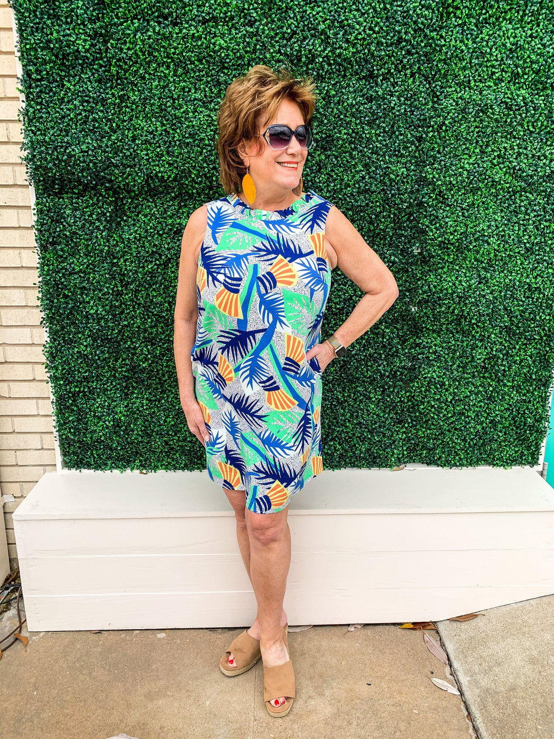 Retro Palm Print Sheath Dress - Très Chic