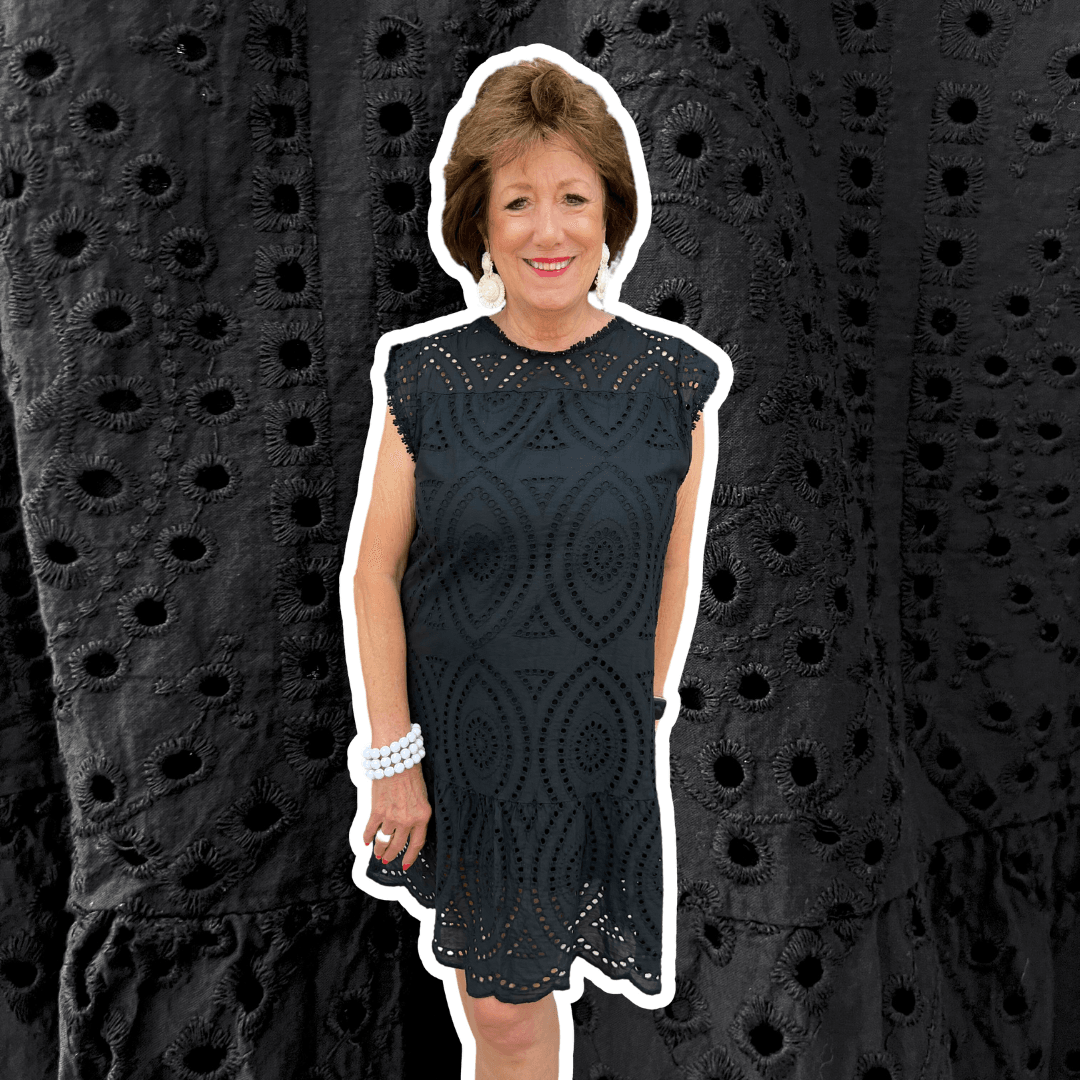 ruffle eyelet cotton dress  drop waist m made in Italy