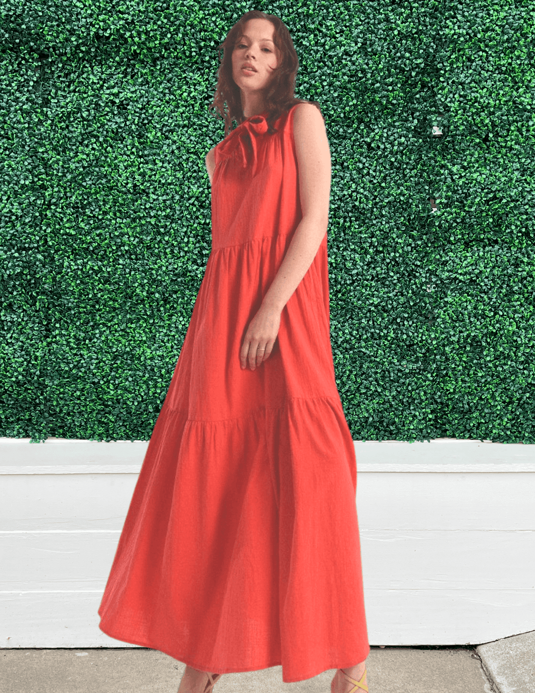 coral tie maxi dress dress chic resort wear 