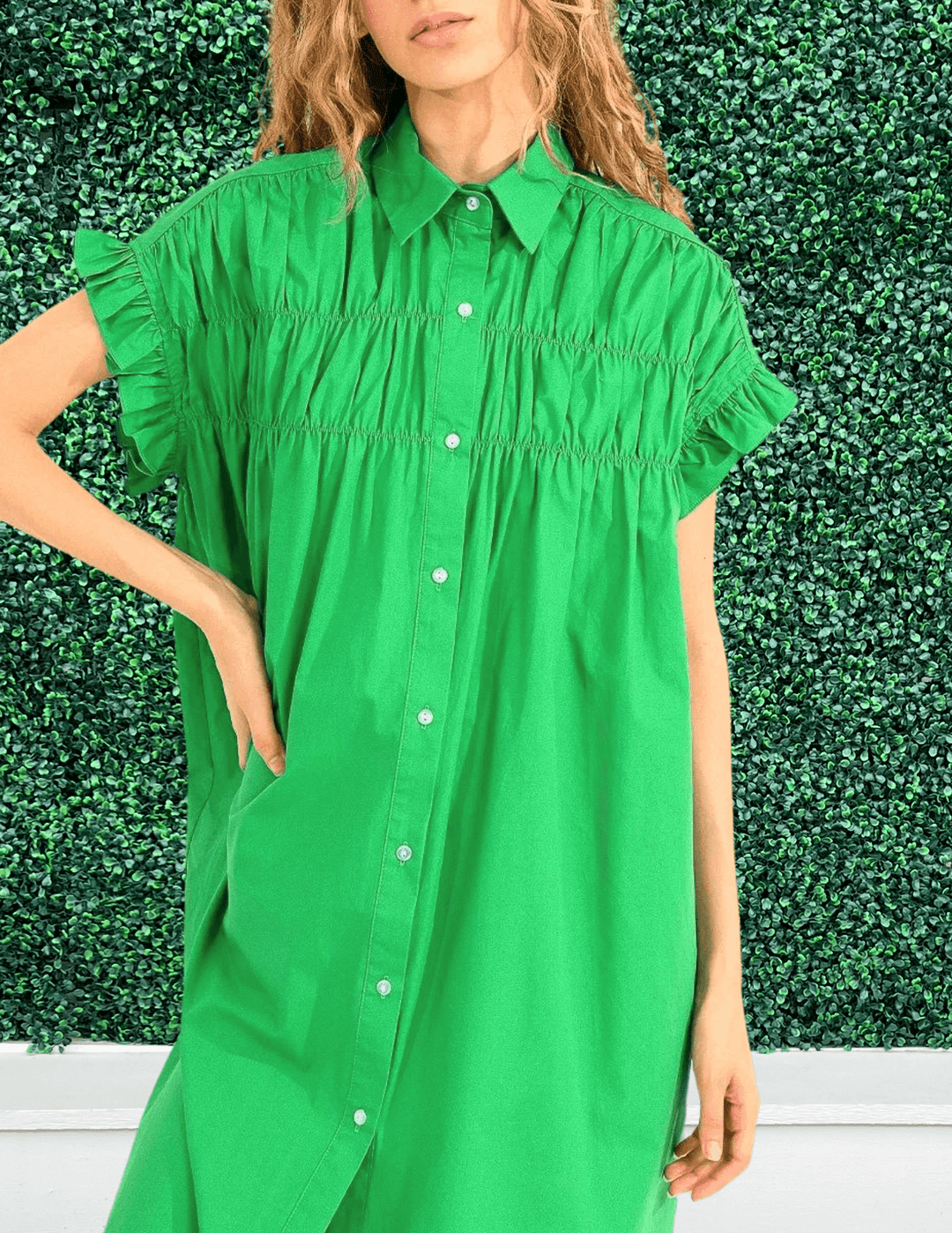 molly bracken cotton shirt dress boutique online green