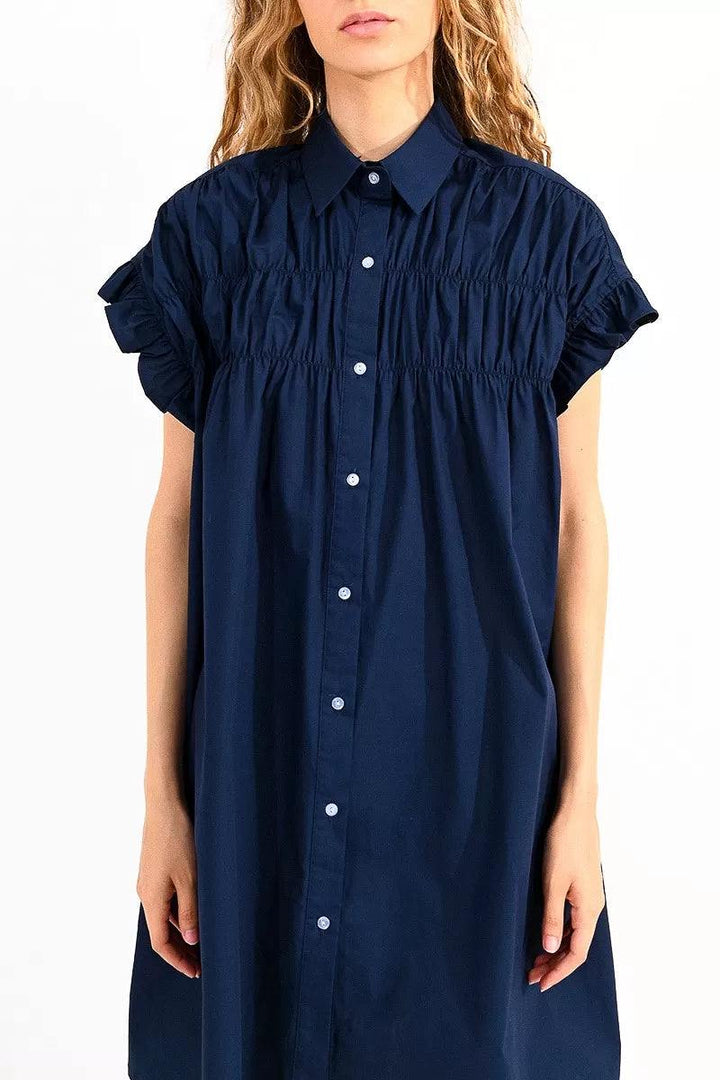 molly bracken cotton shirt dress boutique online navy