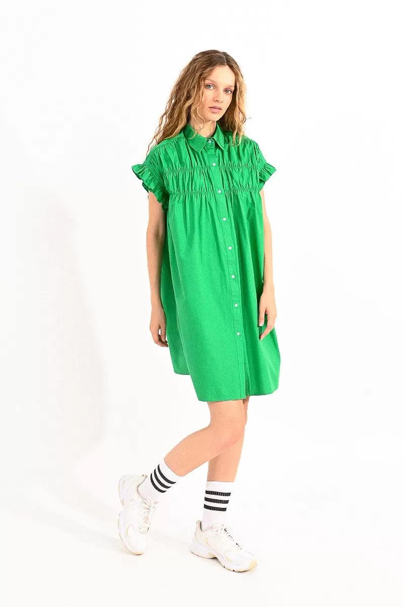 molly bracken cotton shirt dress boutique online green