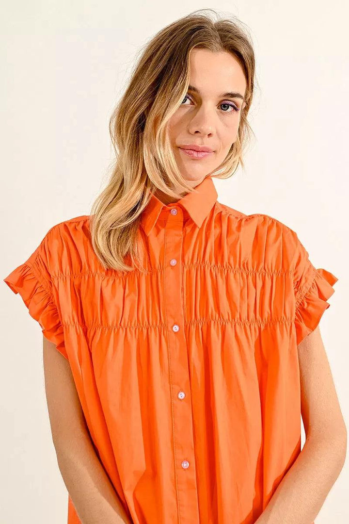 molly bracken cotton shirt dress boutique online orange
