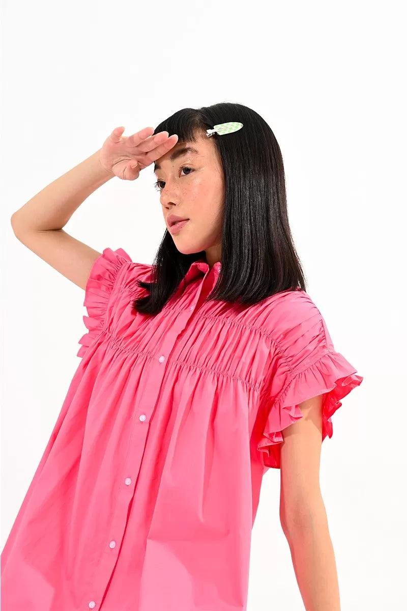 molly bracken cotton shirt dress boutique online pink