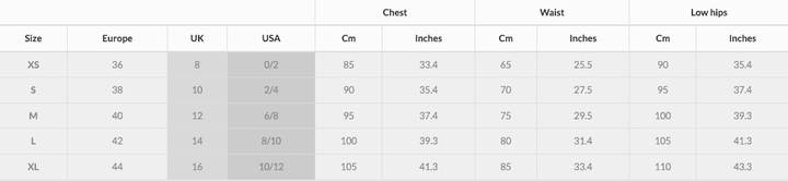 womens size chart tres chic clothing boutique