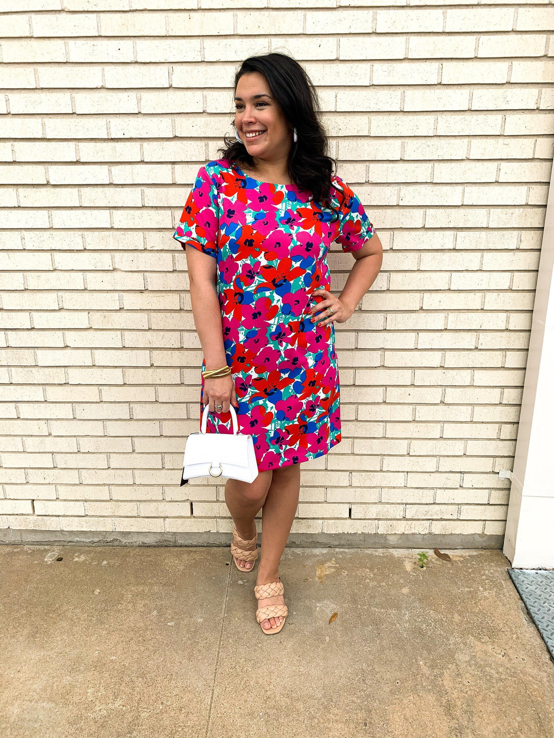 Floral Crew Neck Sheath Dress - Très Chic