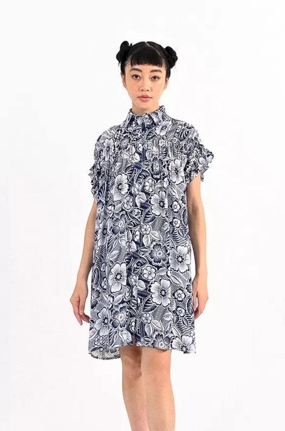 blue and white shirt dress spring summer molly bracken brand trendy online boutique