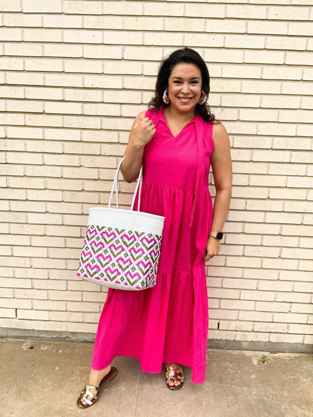 Pink Tiered Maxi Dress - Très Chic