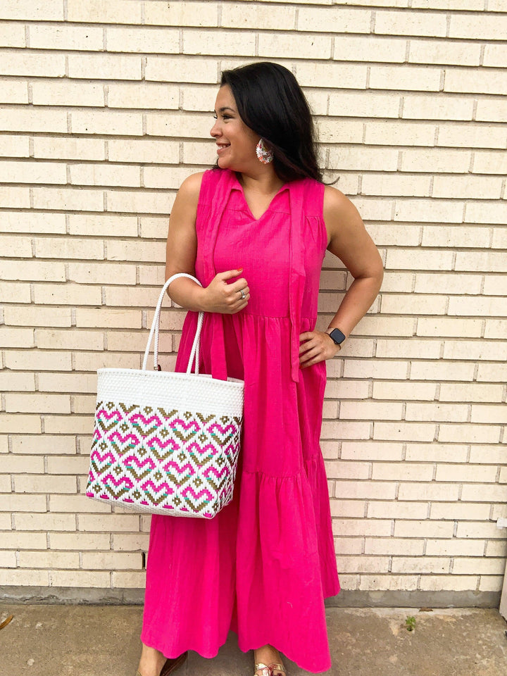 Pink Tiered Maxi Dress - Très Chic