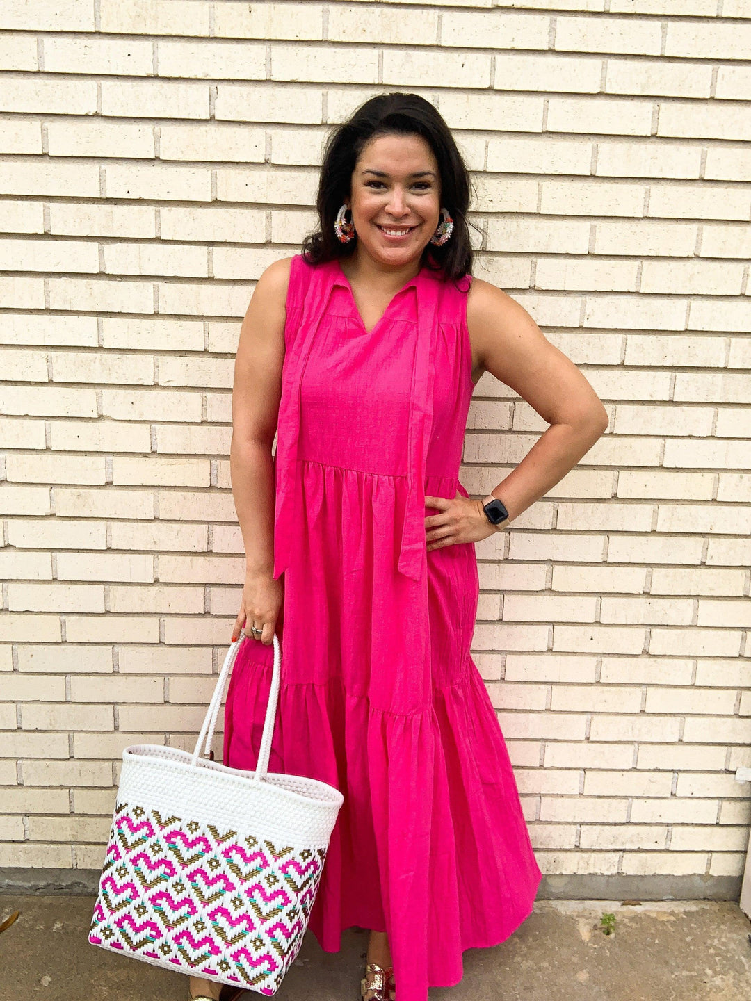 Pink Tiered Maxi Dress - Très Chic